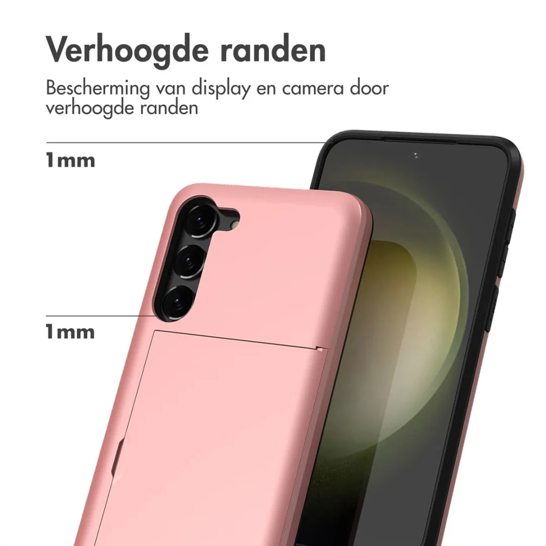 imosHion Hoesje Samsung Galaxy S23 - Rosé Goud - 2 Pasjes
