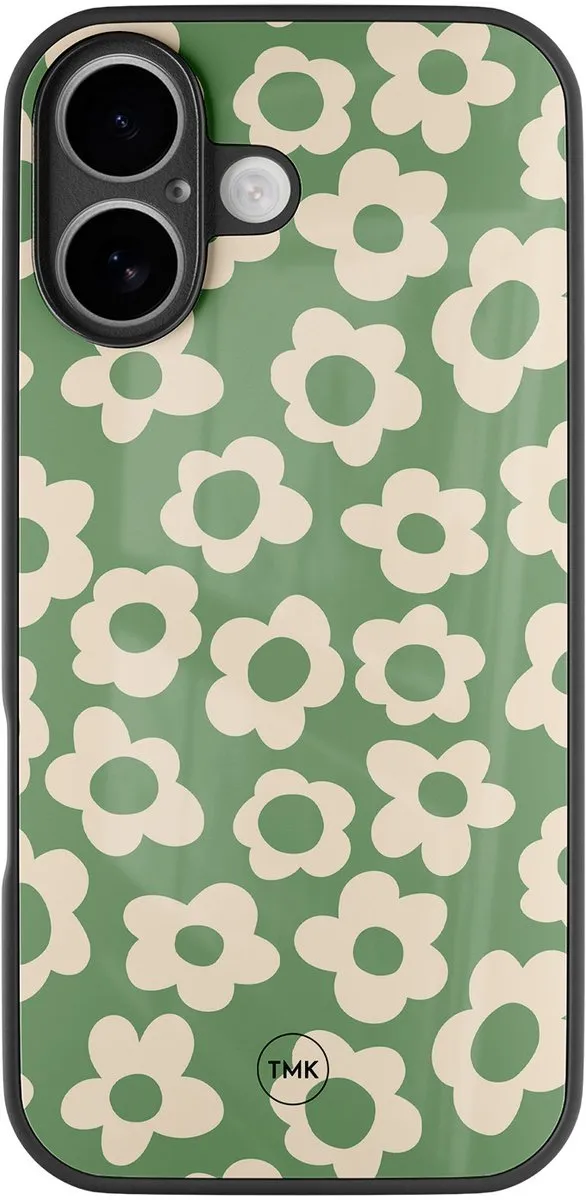 Casevibes iPhone 16 Hoesje Retro Cute Flowers Groen