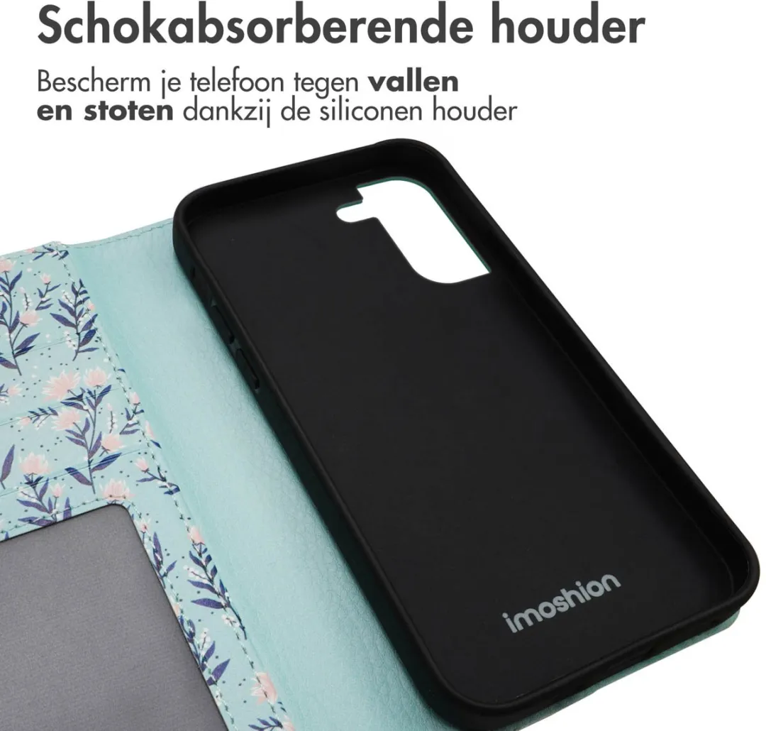 Imoshion Samsung Galaxy S21 FE Hoesje - Blue Flowers - 3 Pasjes - afbeelding 6 van 6