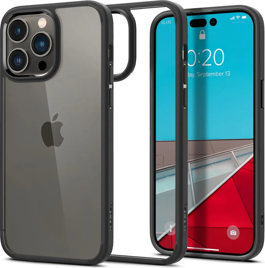 Spigen Crystal Hybrid iPhone 14 Pro Hoesje ACS04669 - Transparant Zwart