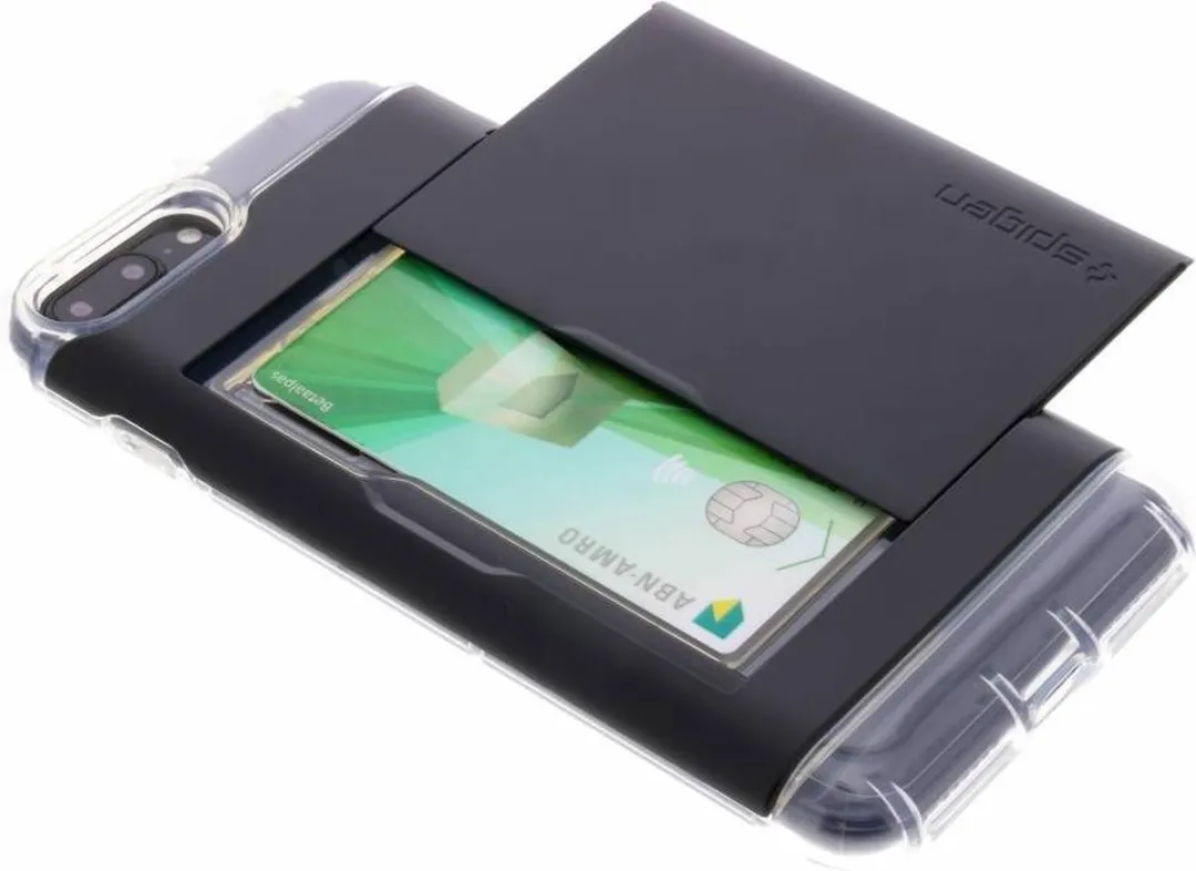 Spigen Crystal Wallet i7P19043301 iPhone 8 Plus/7 Plus Hoesje - 2 Pasjes - Zwart