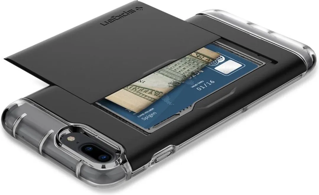 Spigen Crystal Wallet i7P19043301 iPhone 8 Plus/7 Plus Hoesje - 2 Pasjes - Zwart - afbeelding 6 van 6