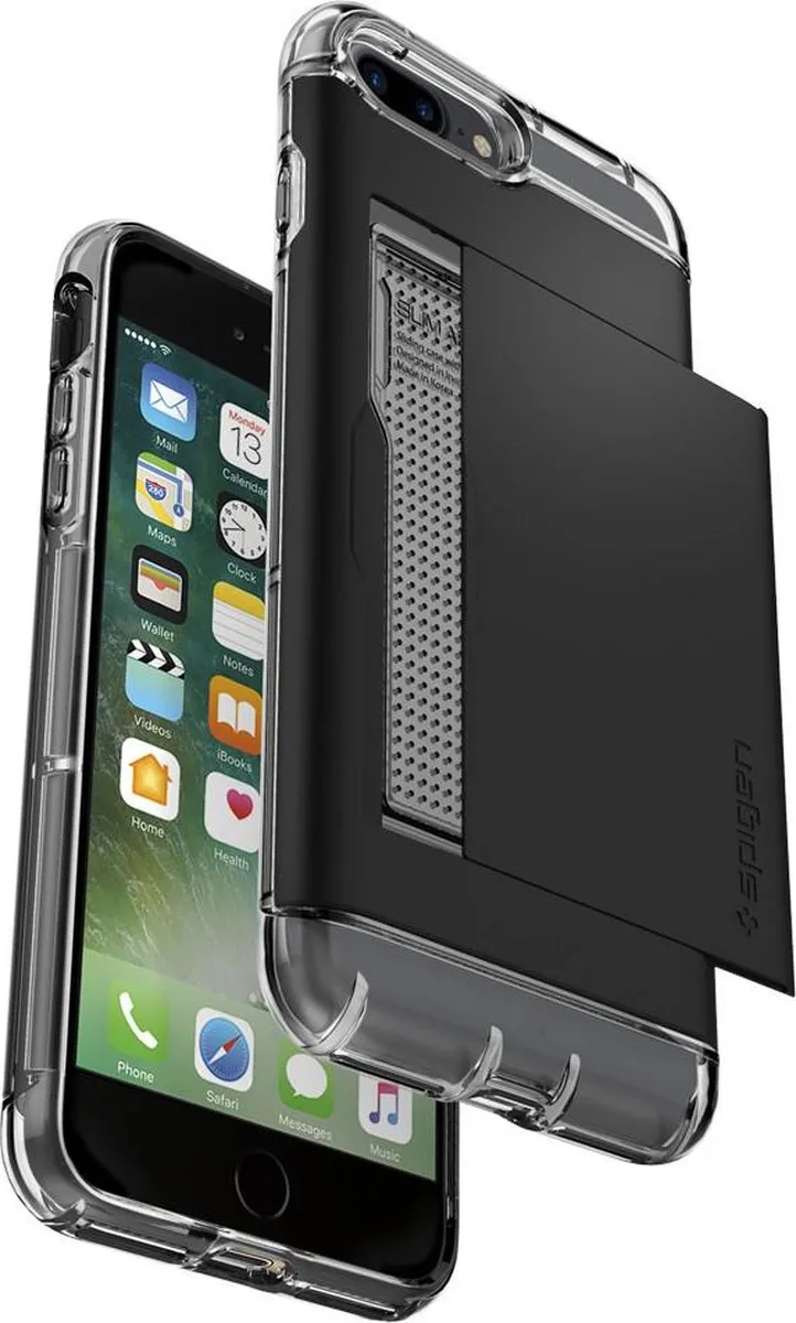 Spigen Crystal Wallet i7P19043301 iPhone 8 Plus/7 Plus Hoesje - 2 Pasjes - Zwart