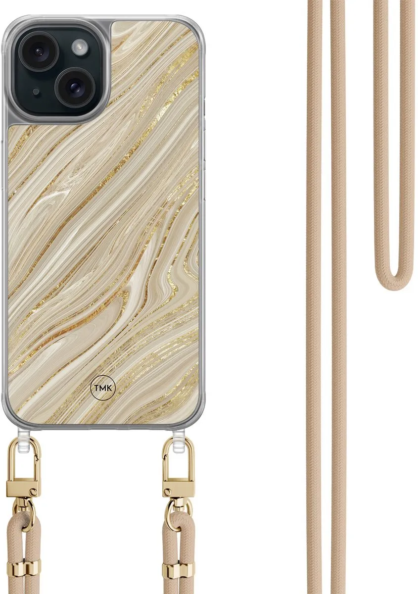 Casevibes iPhone 15 Telefoonhoesje Golden Marble