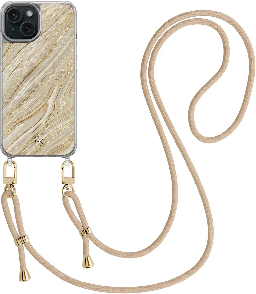 Casevibes iPhone 15 Telefoonhoesje Golden Marble - Goud
