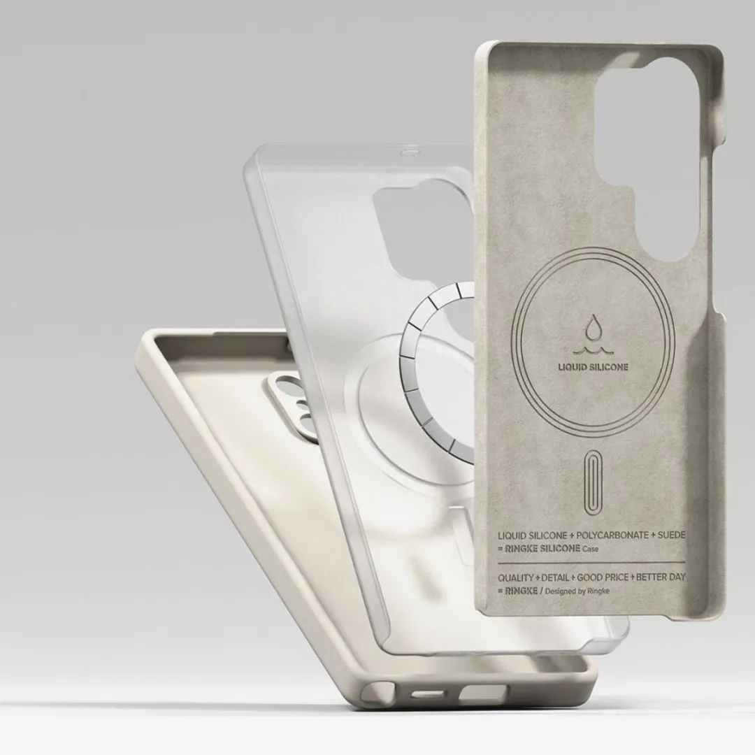 Ringke Magnetisch Siliconen Hoesje OnePlus 9/10 Pro Galaxy S25 Ultra - 1 Pasje - Transparent