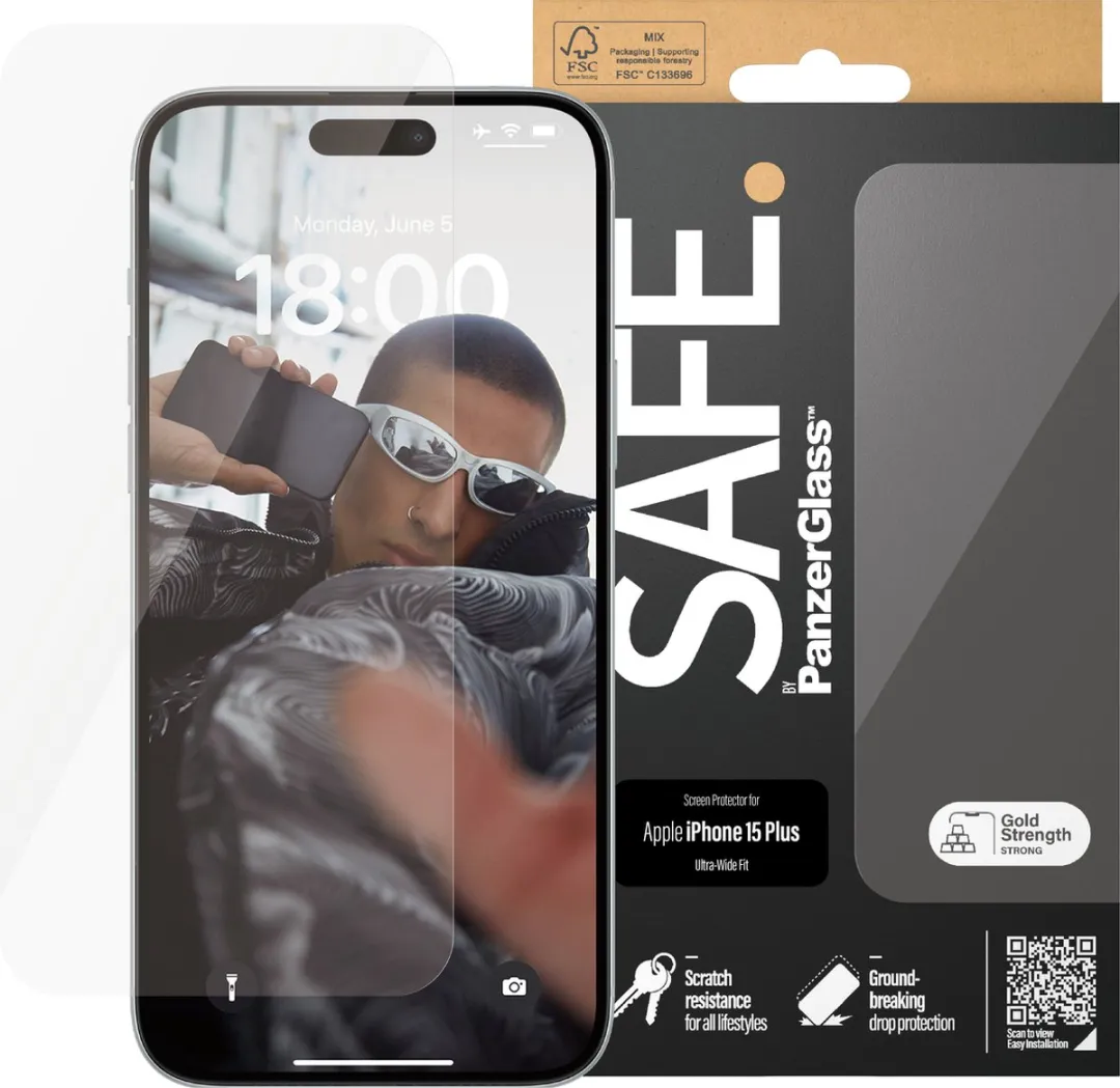 PanzerGlass SAFE Screenprotector iPhone 15 Plus - Case Friendly