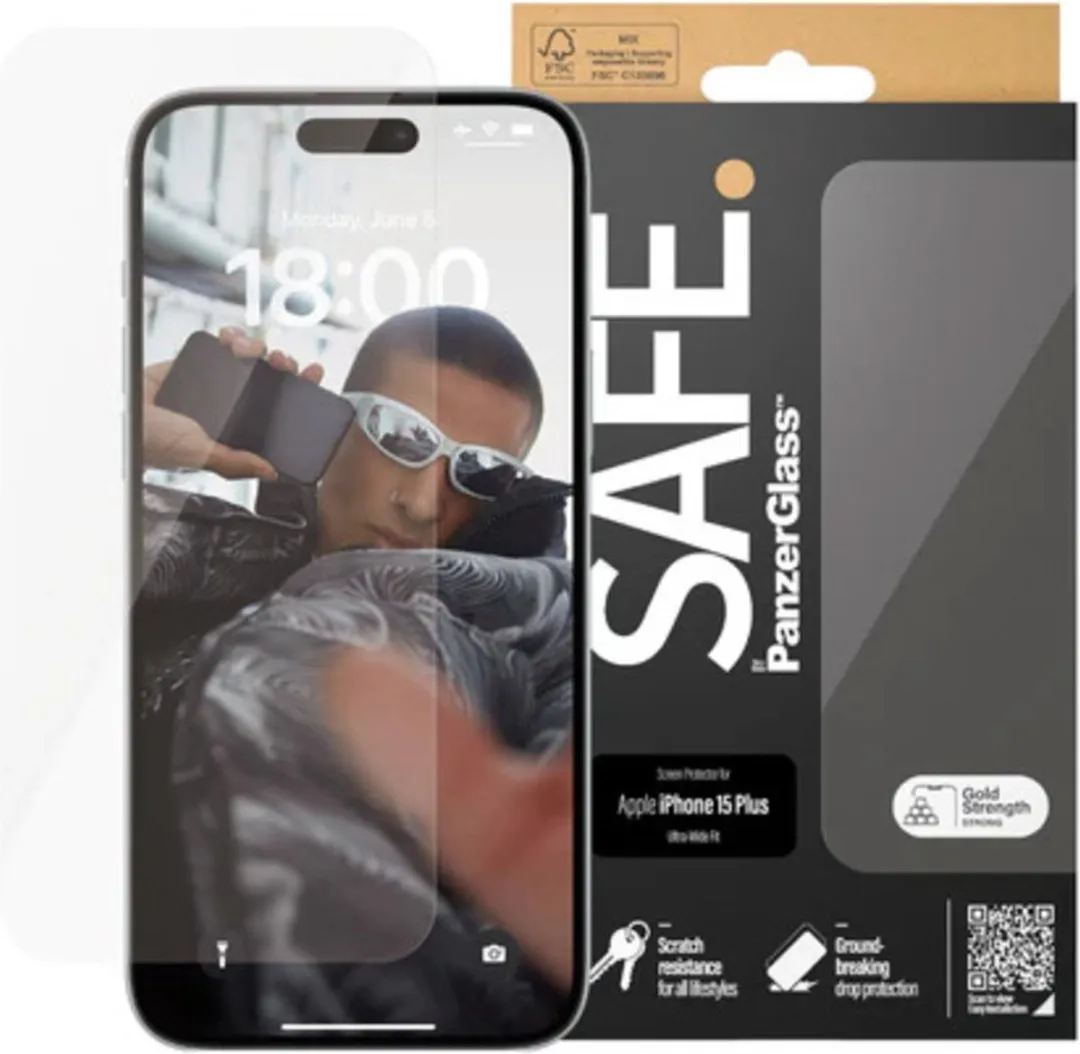 PanzerGlass SAFE Screenprotector iPhone 15 Plus - Case Friendly