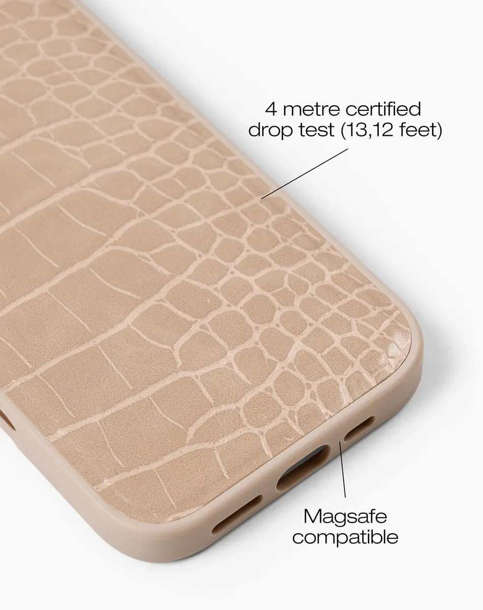 iDeal of Sweden Vegan Leather Case iPhone 16 Warm Beige Croco - IDVLCMS-I2461-456