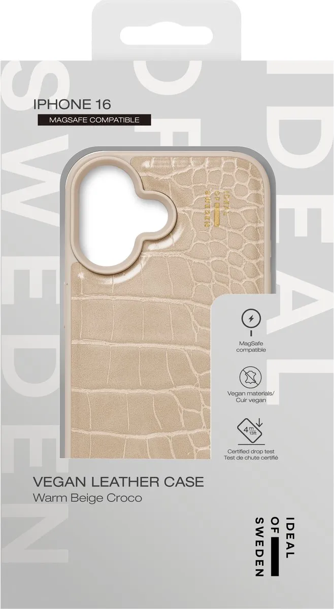 iDeal of Sweden Vegan Leather Case iPhone 16 Warm Beige Croco - IDVLCMS-I2461-456
