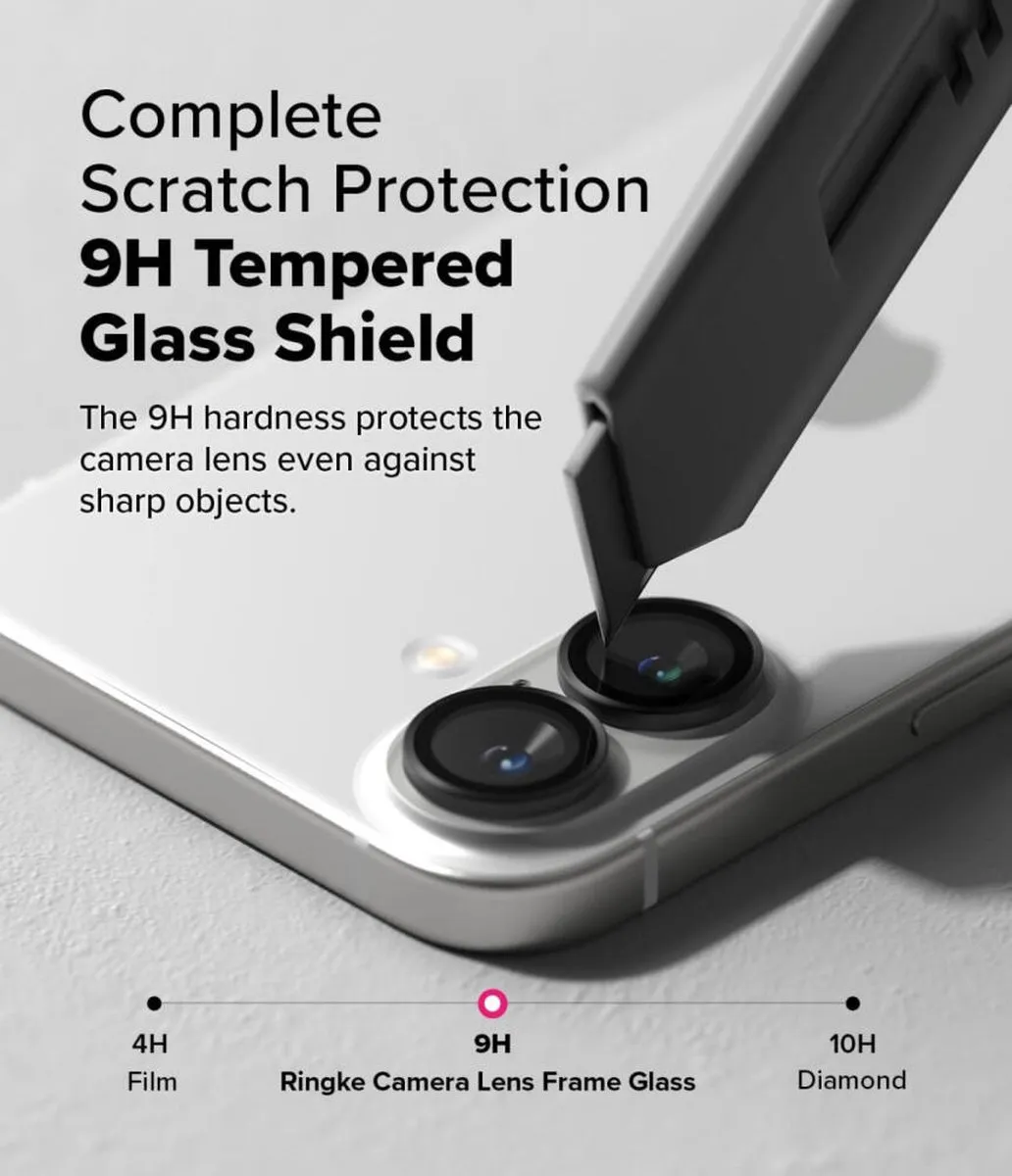 Ringke Frame Glass Camera Protector iPhone 16/16 Plus - 2 Stuks - Zwart