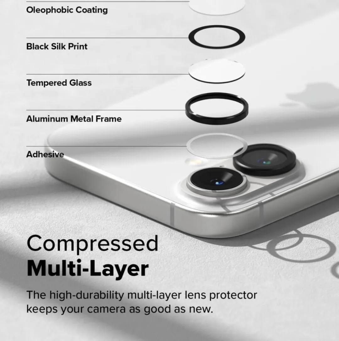 Ringke Frame Glass Camera Protector iPhone 16/16 Plus - 2 Stuks - Zwart - afbeelding 6 van 6