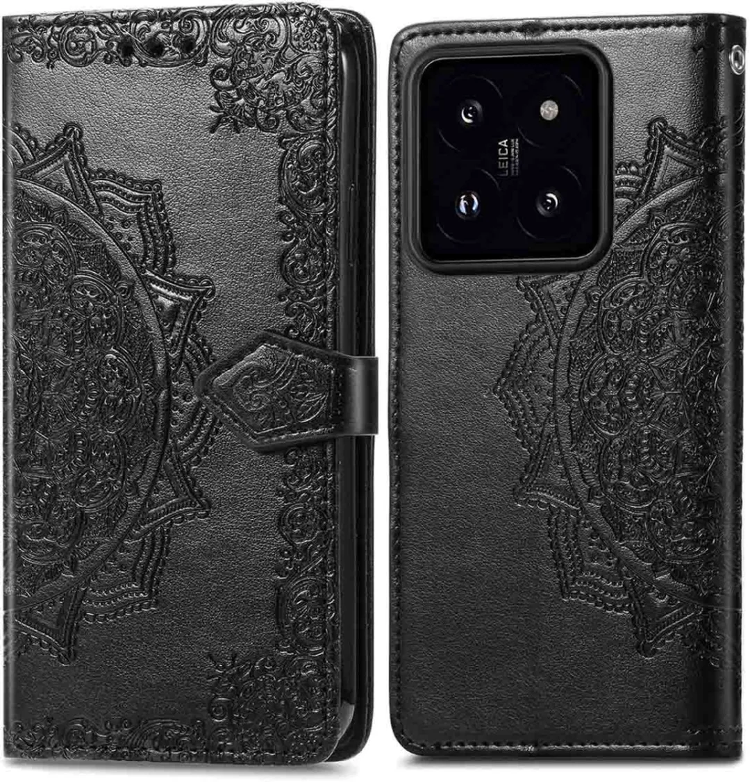 Imoshion Hoesje Xiaomi 14 Mandala Bookcase - 3 Stuks - Zwart