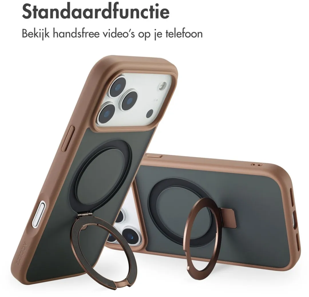 Accezz iPhone 17 Pro Max Hoesje - MagSafe Ring Stand - Bruin