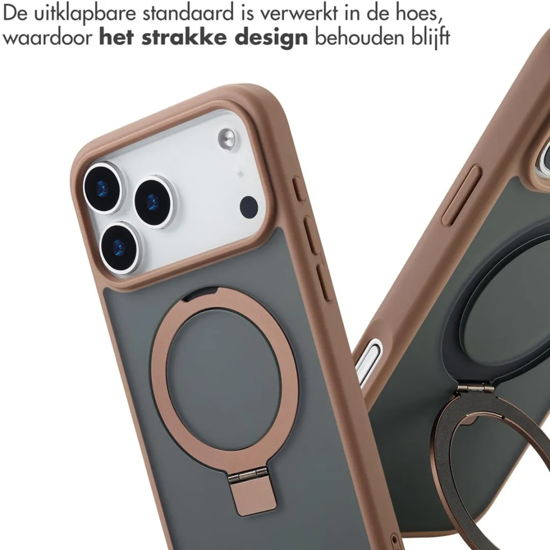 Accezz iPhone 17 Pro Max Hoesje - MagSafe Ring Stand - Bruin