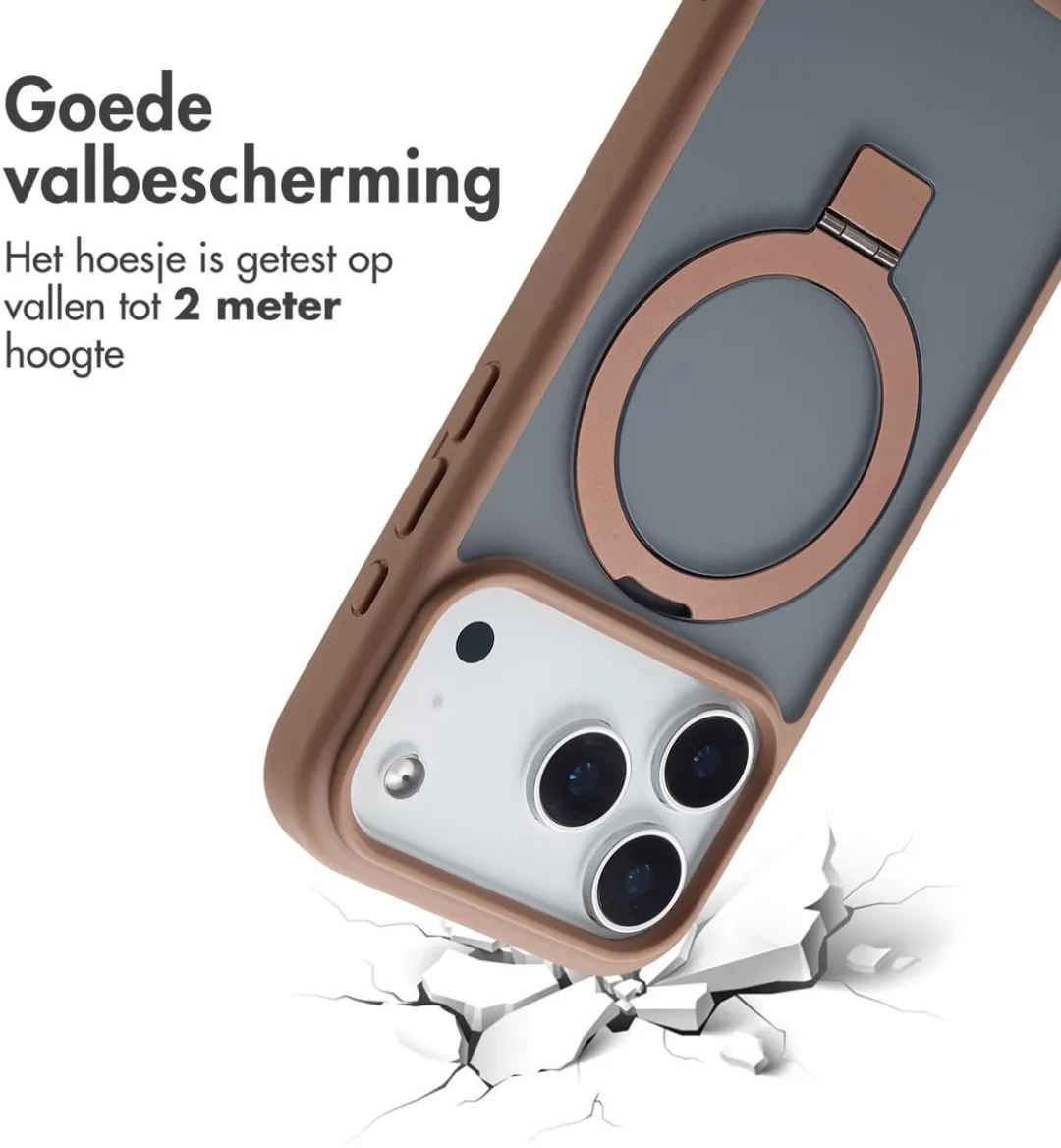 Accezz iPhone 17 Pro Max Hoesje - MagSafe Ring Stand - Bruin