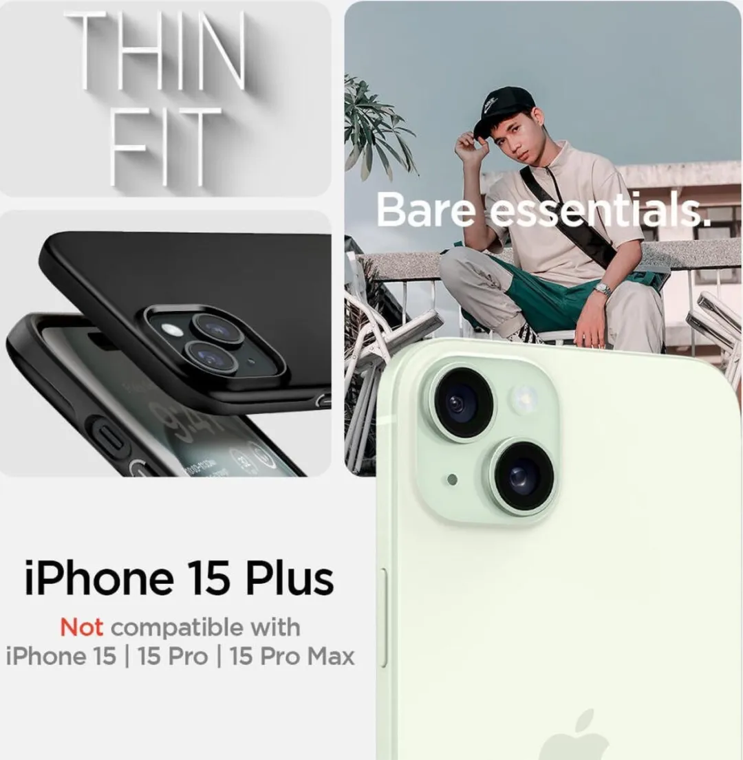 Spigen Thin Fit Case ACS06639 iPhone 15 Plus - Zwart - afbeelding 6 van 6