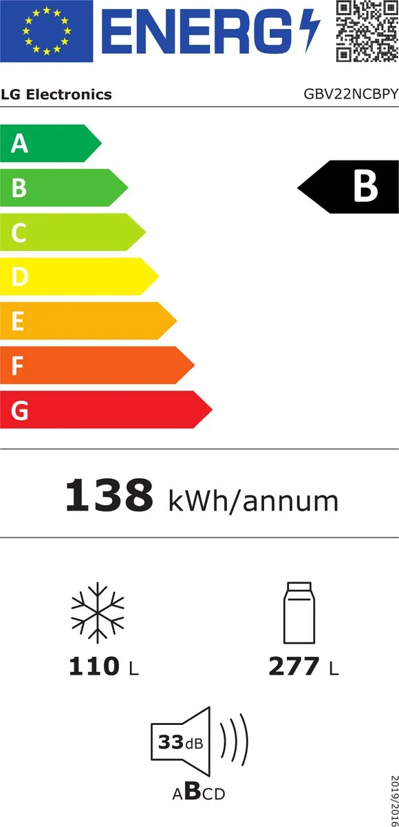 LG GBV22NCBPY Koelvriescombinatie NoFrost - 387L