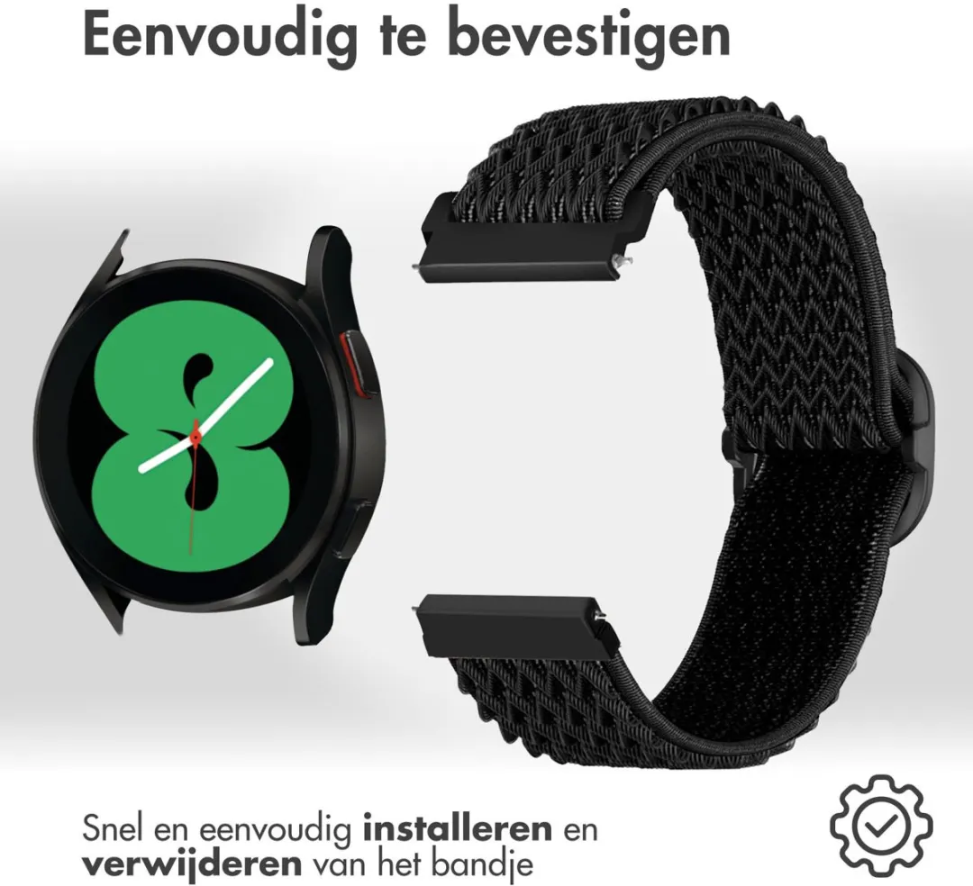 Imoshion Elastisch Nylonbandje 20mm - Smartwatch - Zwart