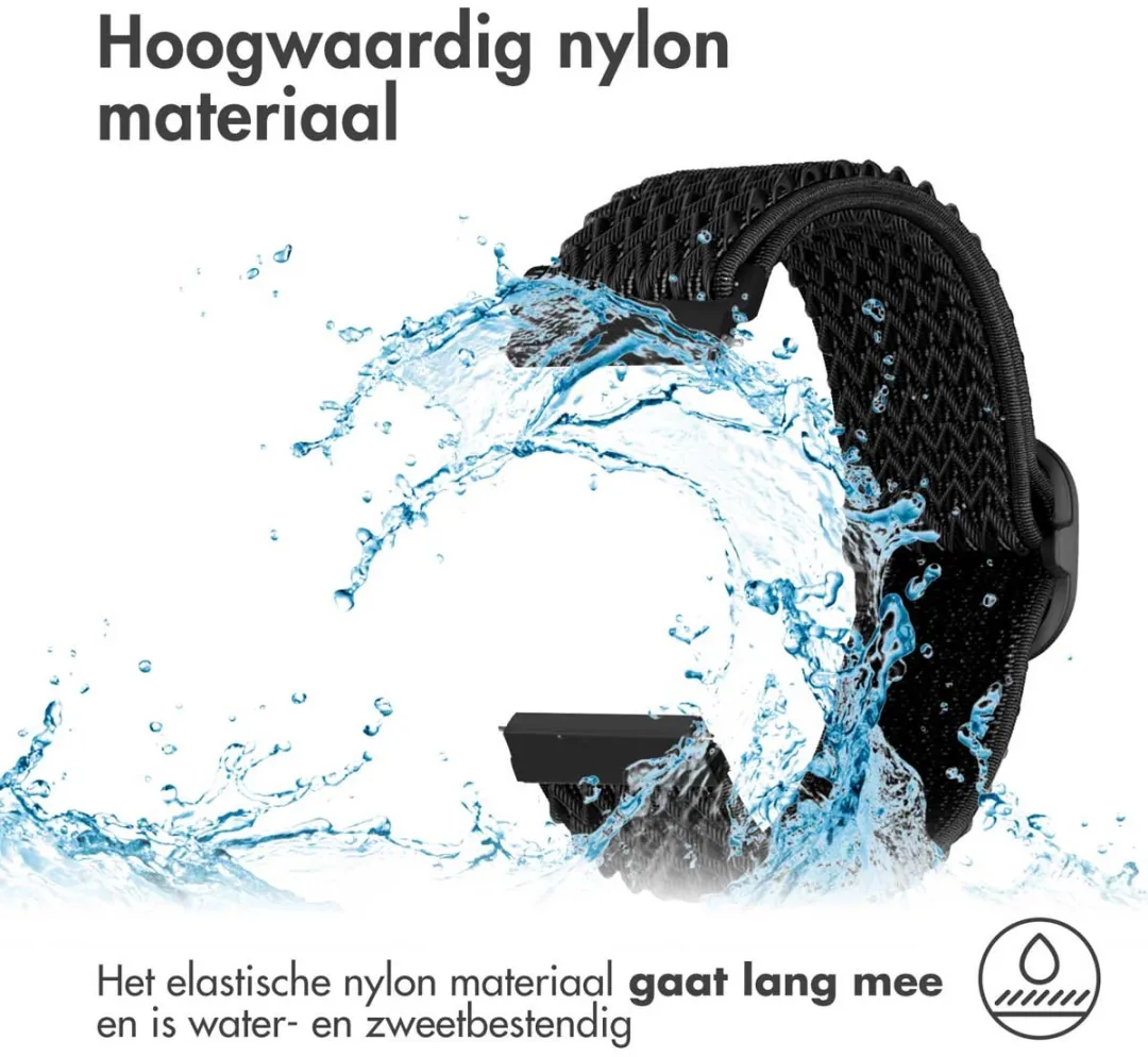Imoshion Elastisch Nylonbandje 20mm - Smartwatch - Zwart