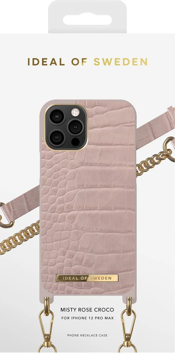 iDeal of Sweden Phone Necklace Case iPhone 12 Pro Max Misty Rose Croco