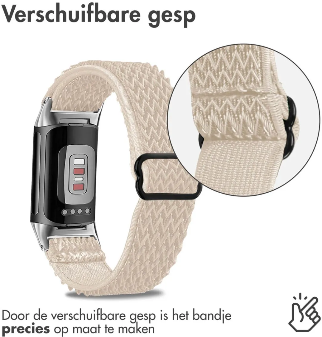 Imoshion Elastisch Nylon Bandje Fitbit Charge 5 - Beige