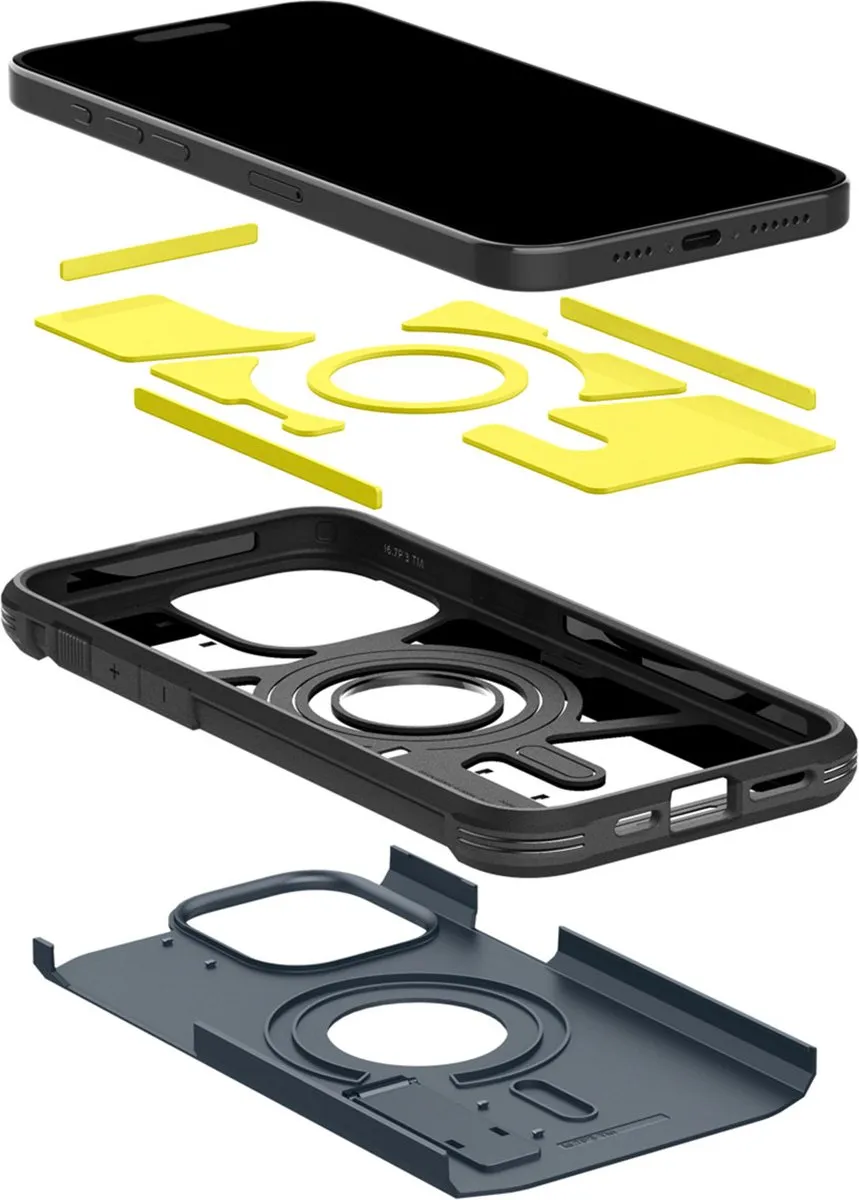 Spigen Tough Armor ACS06595 Hoesje iPhone 15 Pro Max - MagSafe - Zwart/Grijs - afbeelding 6 van 6