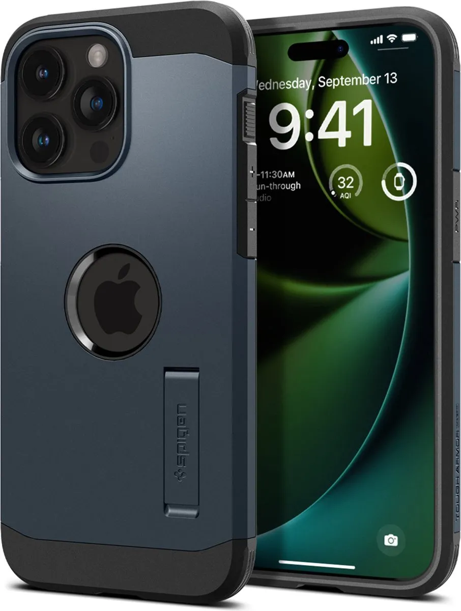 Spigen Tough Armor ACS06595 Hoesje iPhone 15 Pro Max - MagSafe - Zwart/Grijs