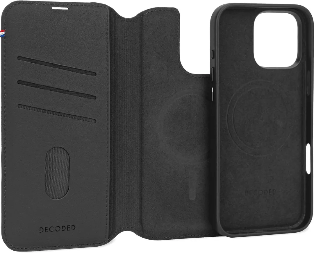 Decoded Leren Wallet Case iPhone 16 Pro D25IPO16PDW5BK - 3 Pasjes - Zwart - afbeelding 6 van 6