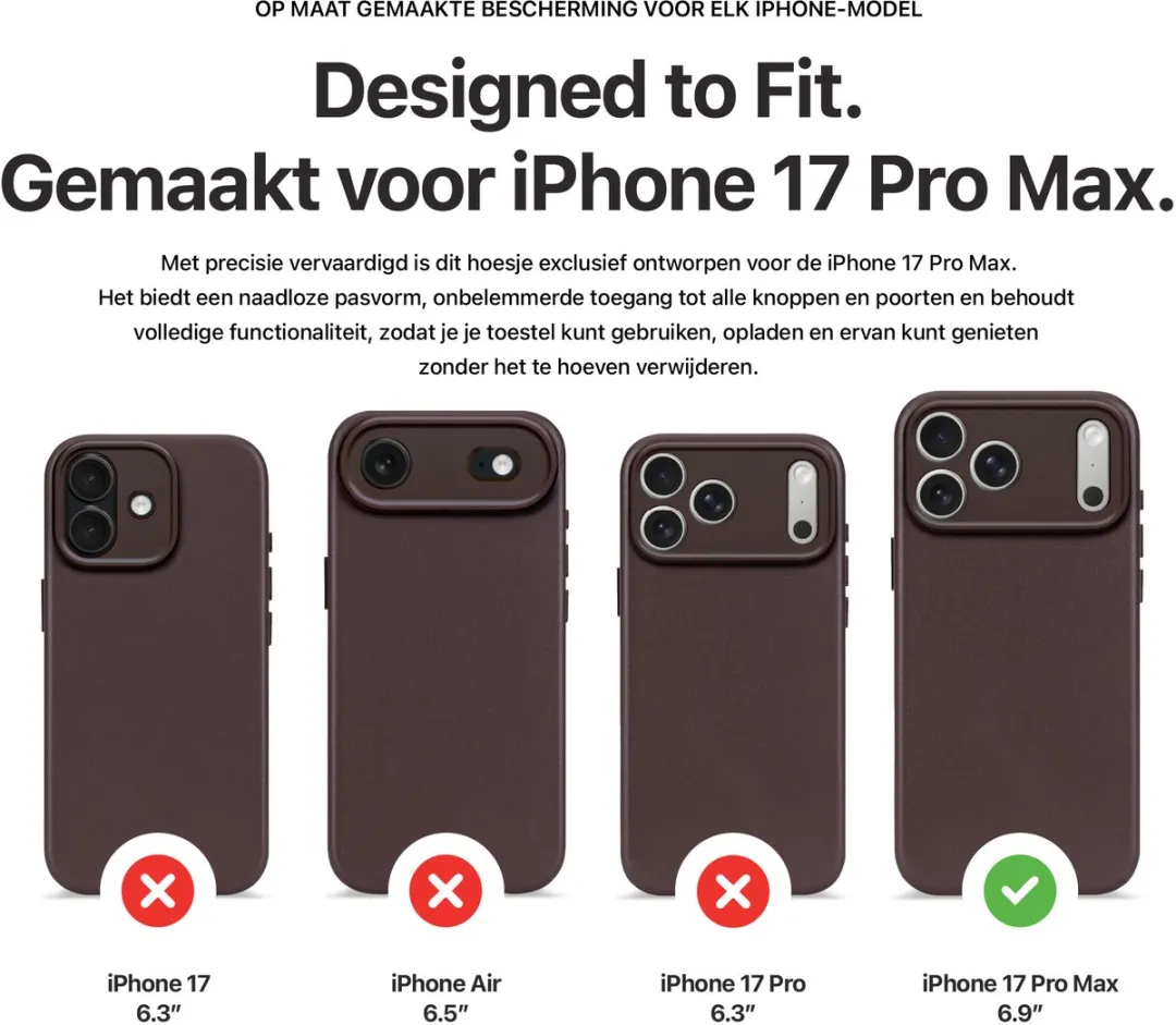 Decoded 2-in-1 Leer Hoesje iPhone 17 Pro Max - Bruin - 3 Pasjes