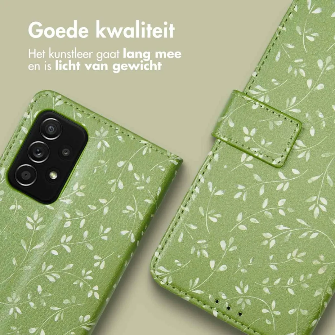 Imoshion Hoesje Samsung Galaxy A52 Green Flowers - 3 Pasjes