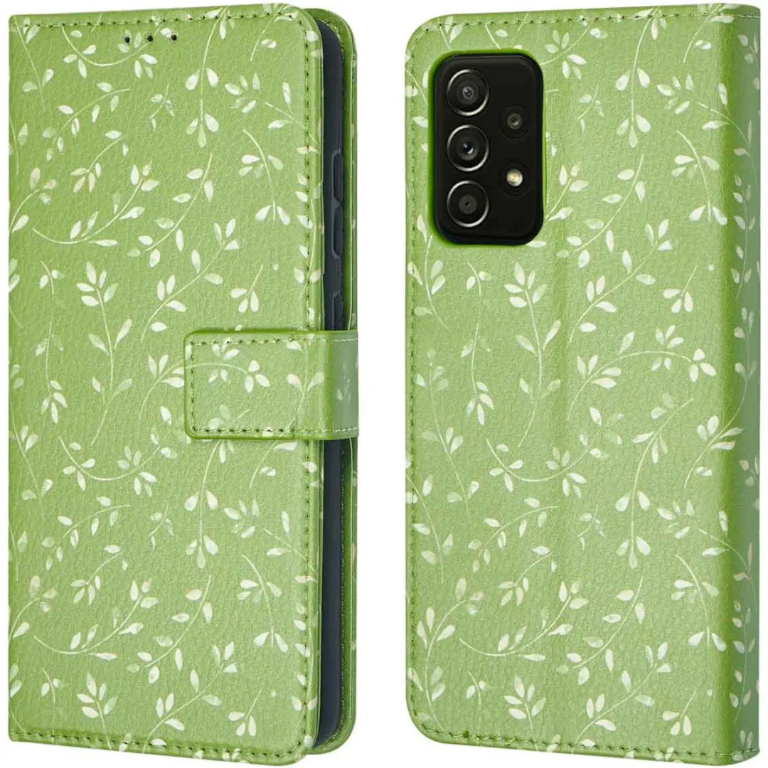 Imoshion Hoesje Samsung Galaxy A52 Green Flowers - 3 Pasjes