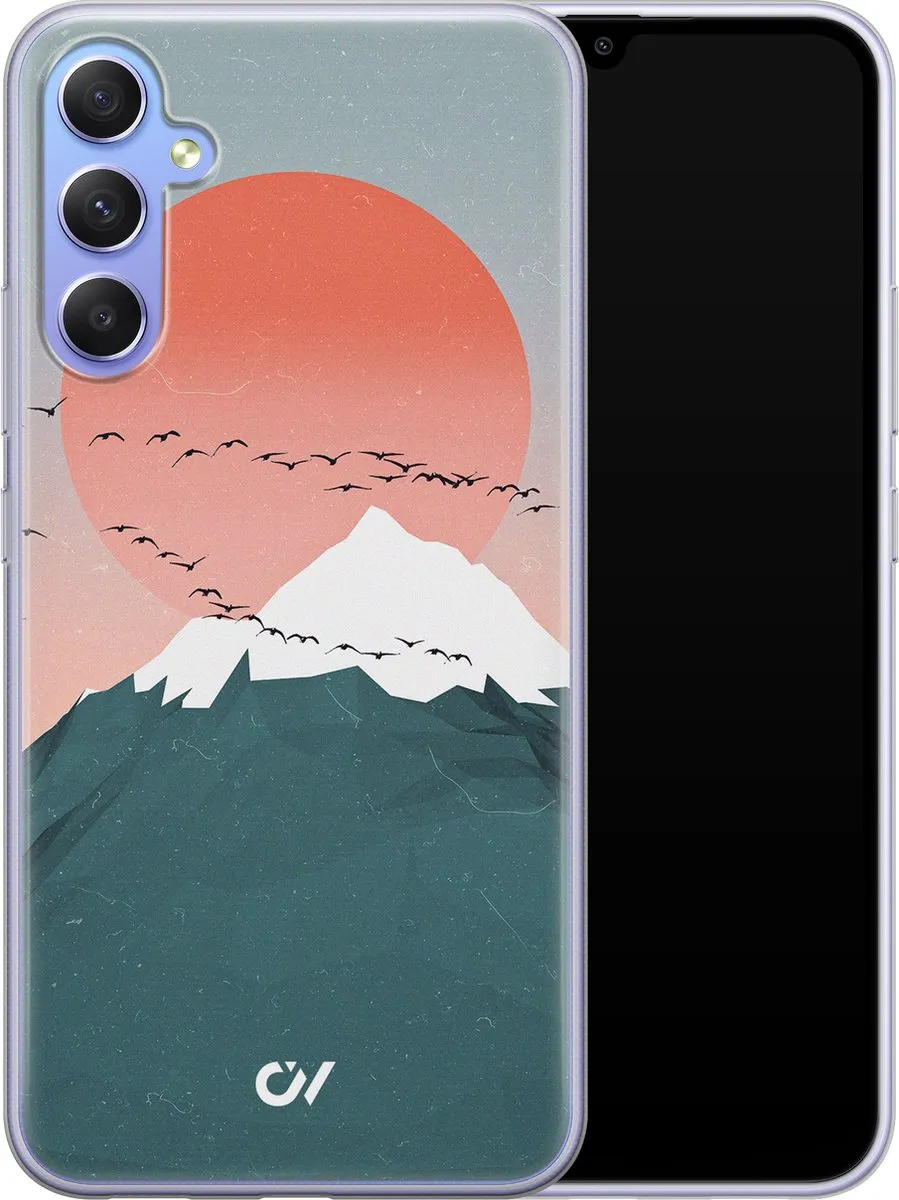 Casevibes Hoesje Samsung Galaxy A34 Mountain Birds - Blauw