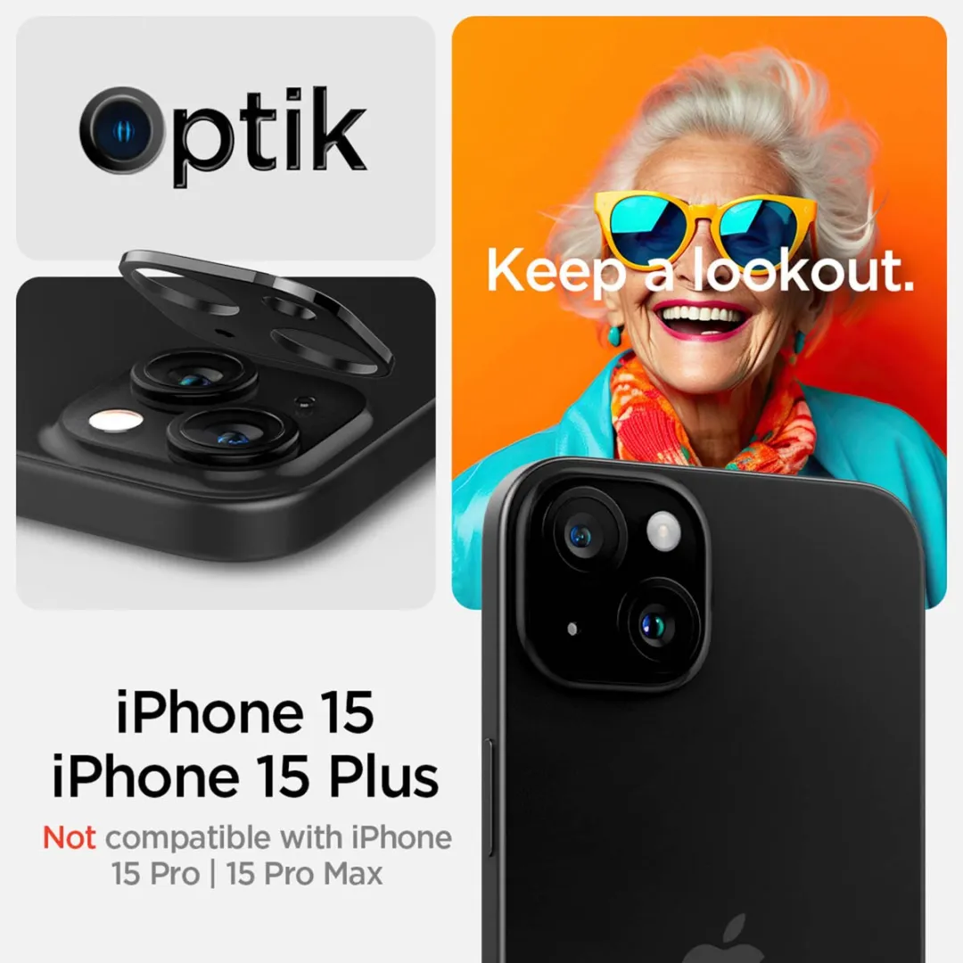Spigen Optik iPhone 15/15 Plus Camera Lens Protector - 2 Stuks - Zwart - afbeelding 6 van 6