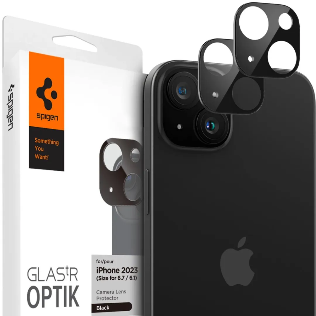 Spigen Optik iPhone 15/15 Plus Camera Lens Protector - 2 Stuks - Zwart