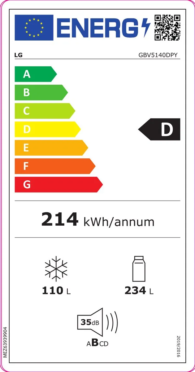LG GBV5140DPY Koelvriescombinatie - 344L - Nofrost - Zilver
