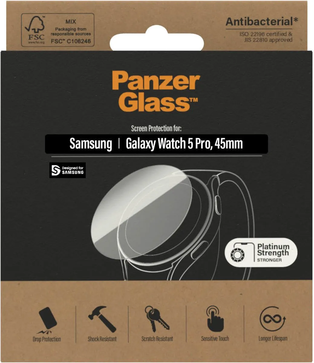PanzerGlass PZ-3676 Screenprotector Samsung Galaxy Watch 5 Pro 45mm - Antibacterieel