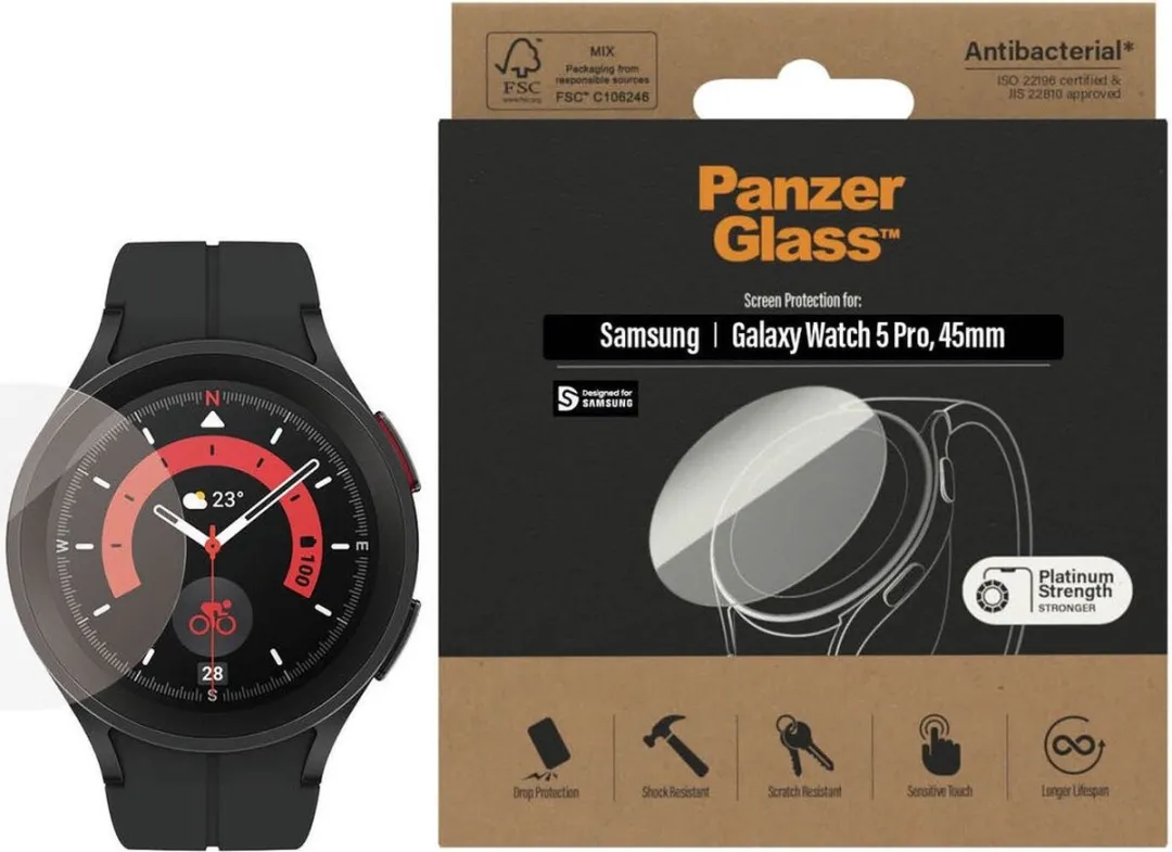 PanzerGlass PZ-3676 Screenprotector Samsung Galaxy Watch 5 Pro 45mm - Antibacterieel