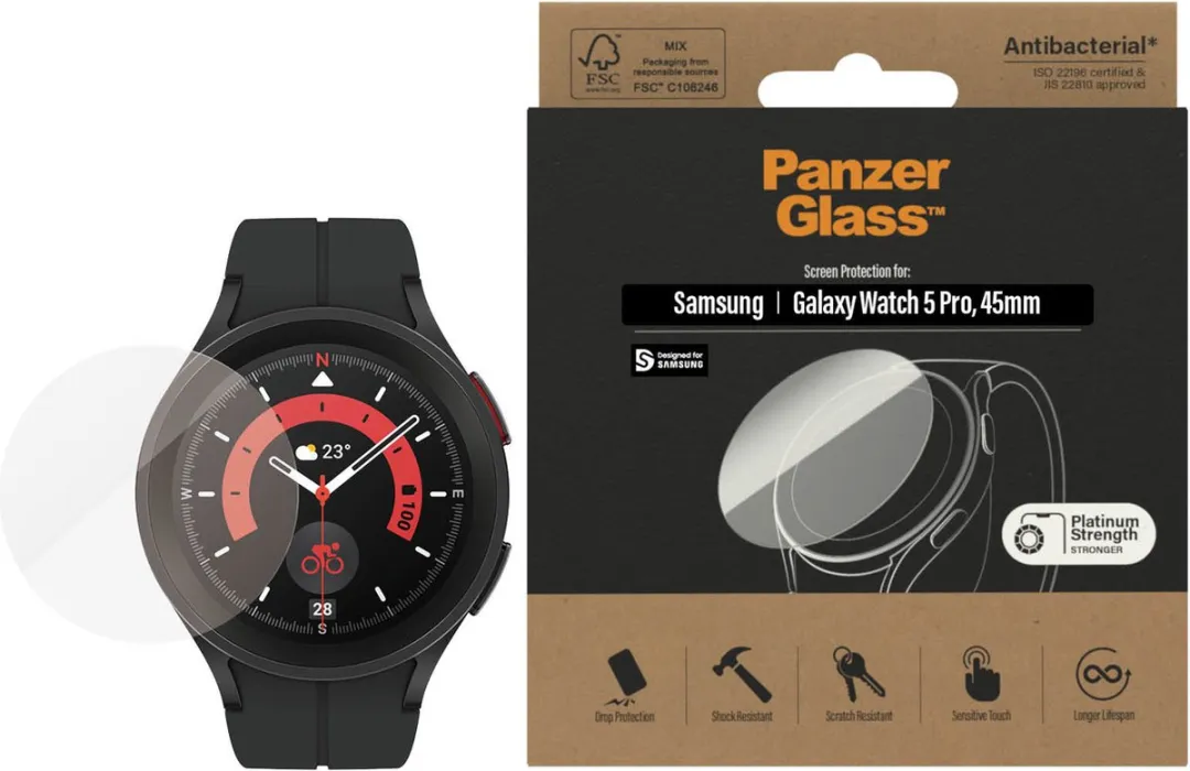 PanzerGlass PZ-3676 Screenprotector Samsung Galaxy Watch 5 Pro 45mm - Antibacterieel