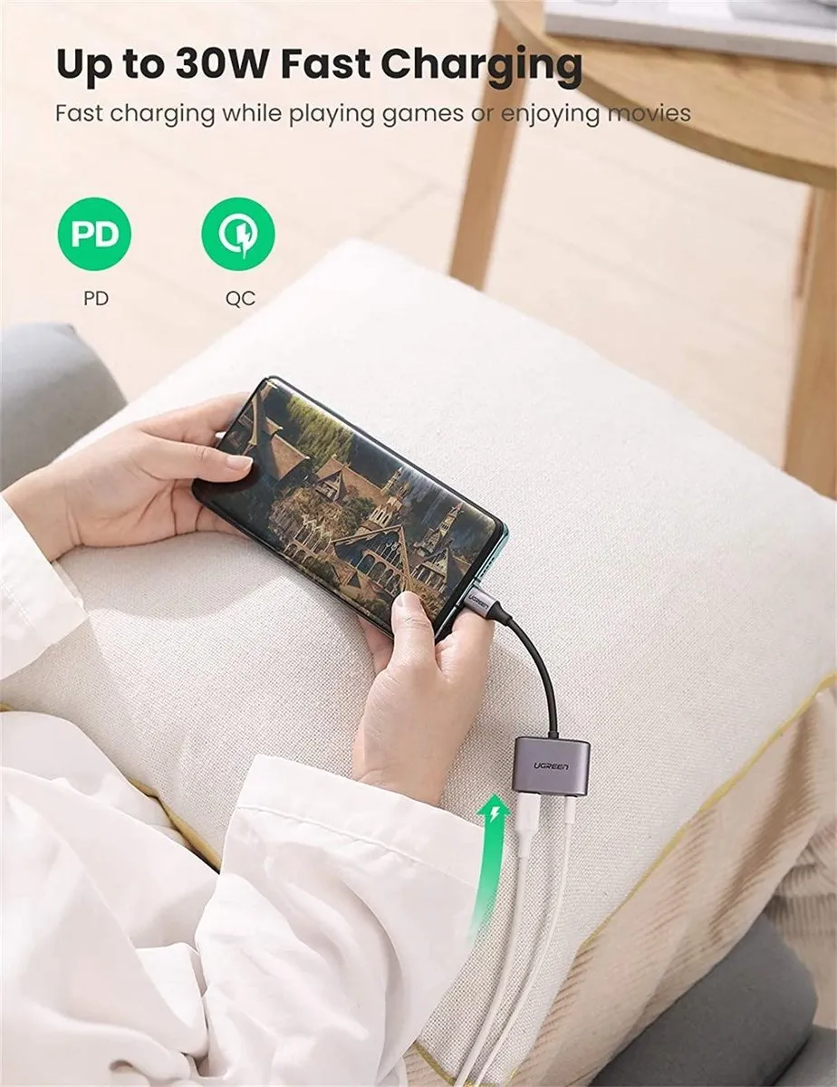 UGREEN 60164 USB-C naar USB-C & 3.5mm Jack Audio Adapter met DAC - Zwart - afbeelding 6 van 6