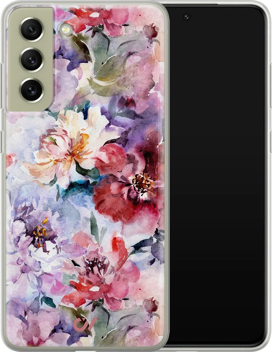 Casevibes Hoesje Samsung Galaxy S21 FE - Roze Bloemen Acryl