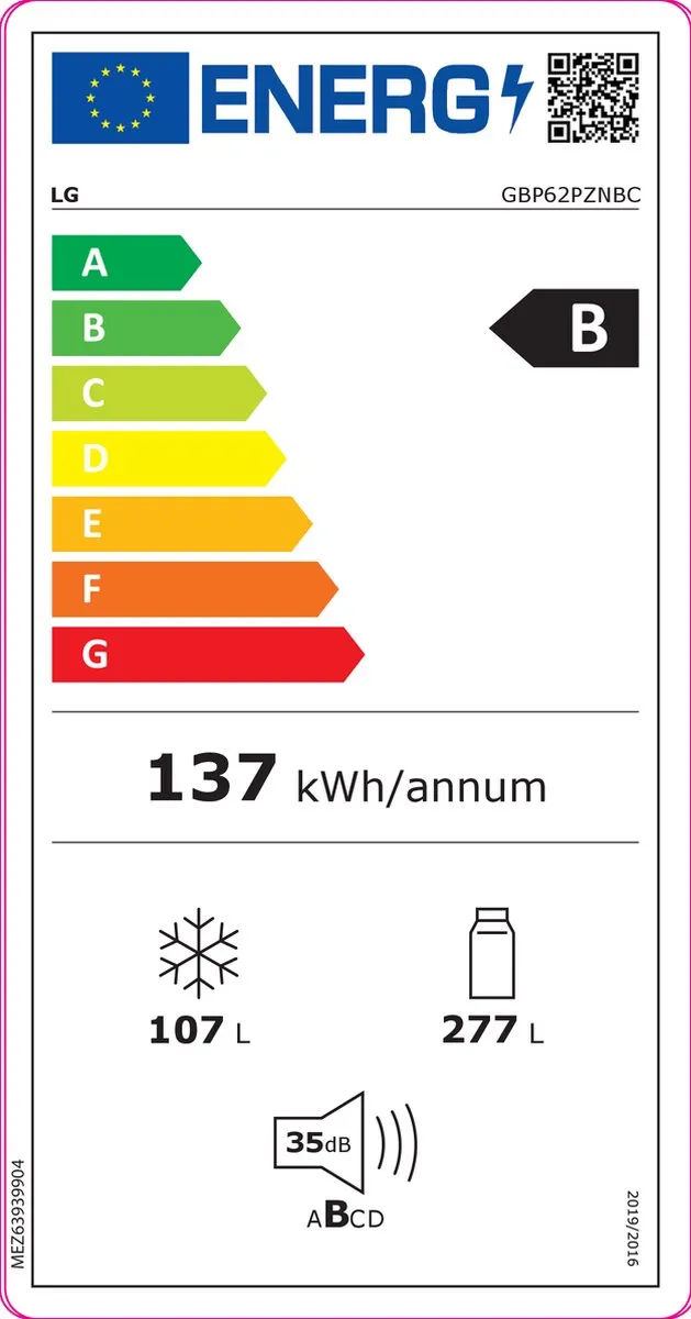 LG GBP62PZNBC Koel-vriescombinatie 384L - NoFrost - 10 Jaar Garantie