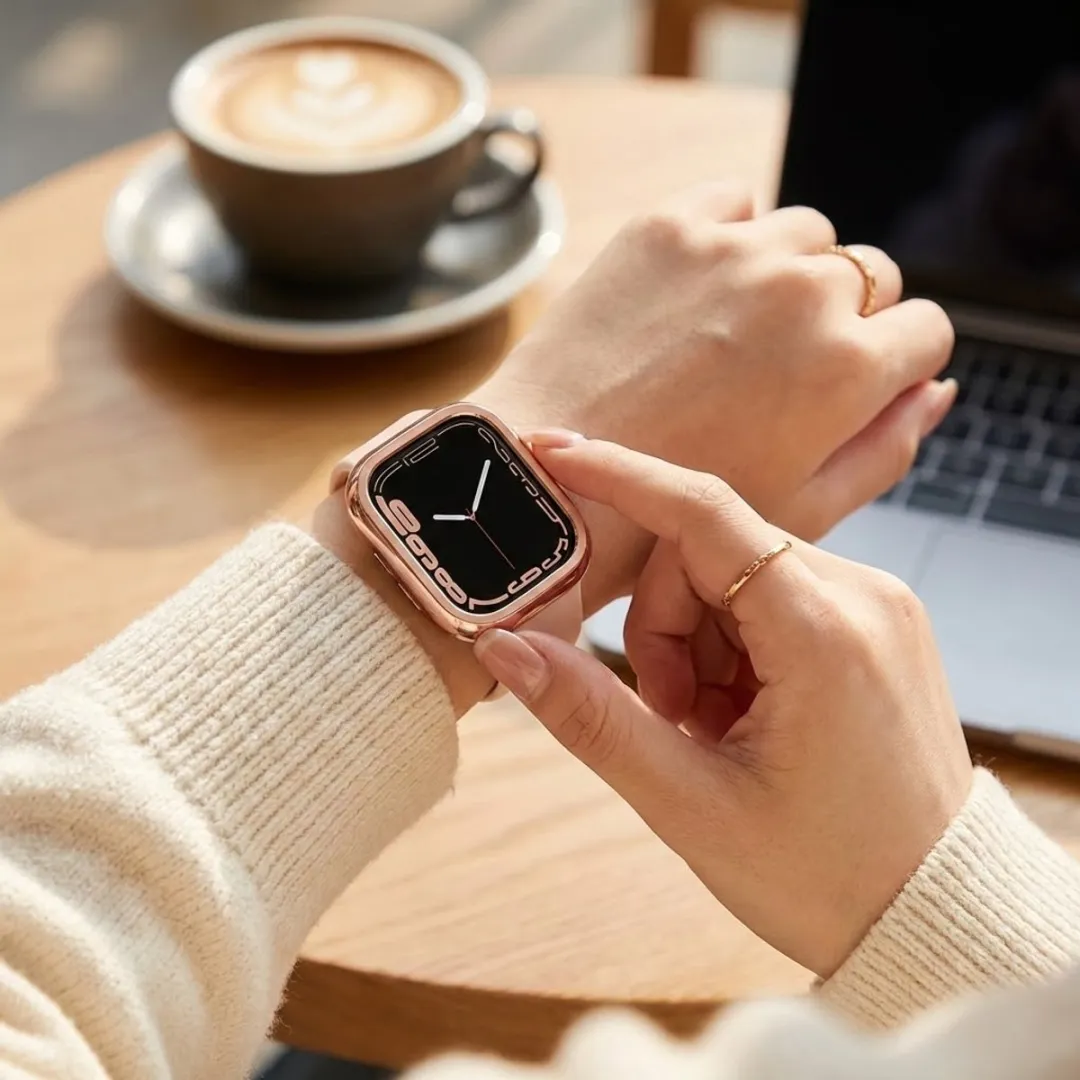 NUVEX Smartwatch Beschermhoes Set 42mm - Apple Watch Series 10/11 - 3 Stuks - Zwart/Zilver/Rozegoud