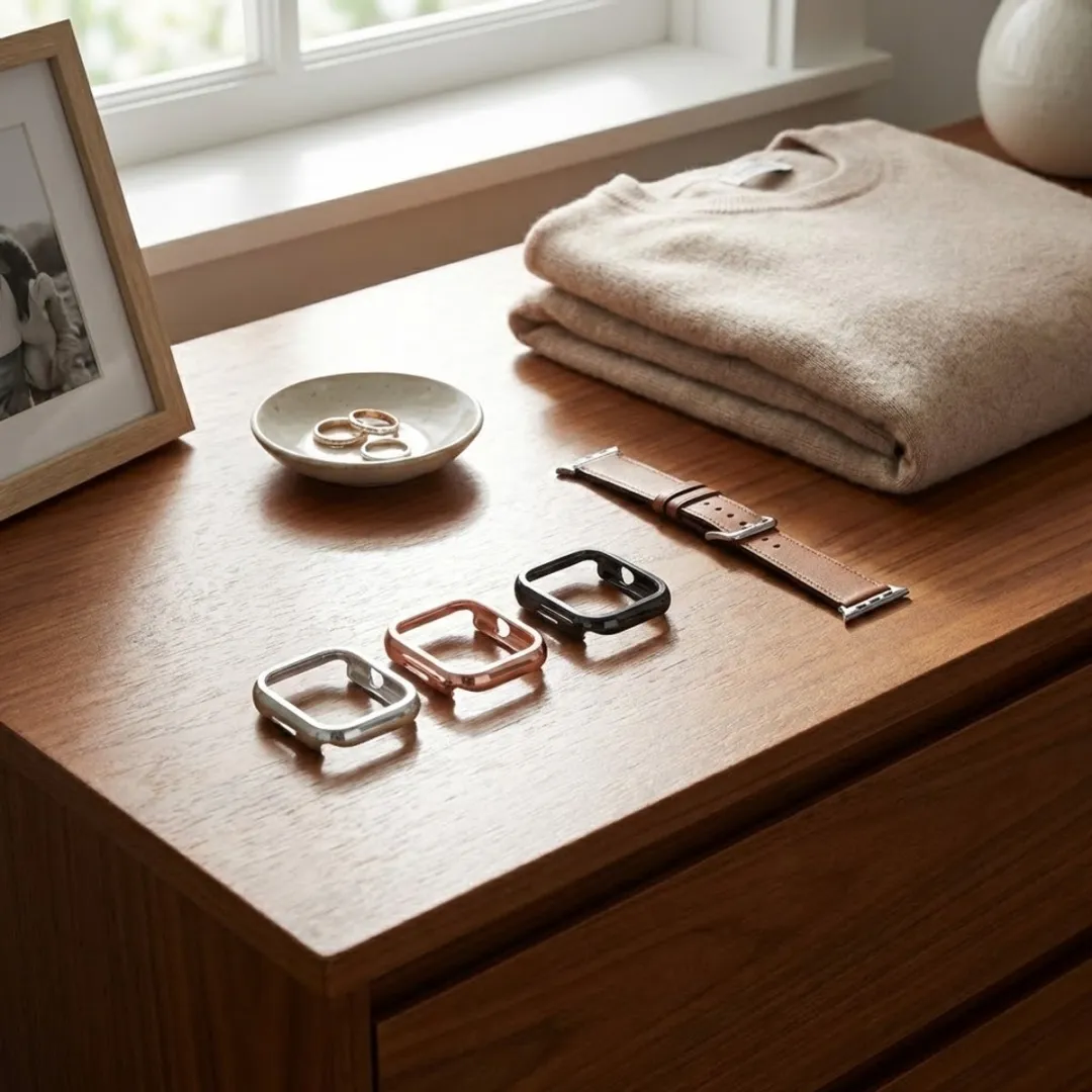 NUVEX Smartwatch Beschermhoes Set 42mm - Apple Watch Series 10/11 - 3 Stuks - Zwart/Zilver/Rozegoud
