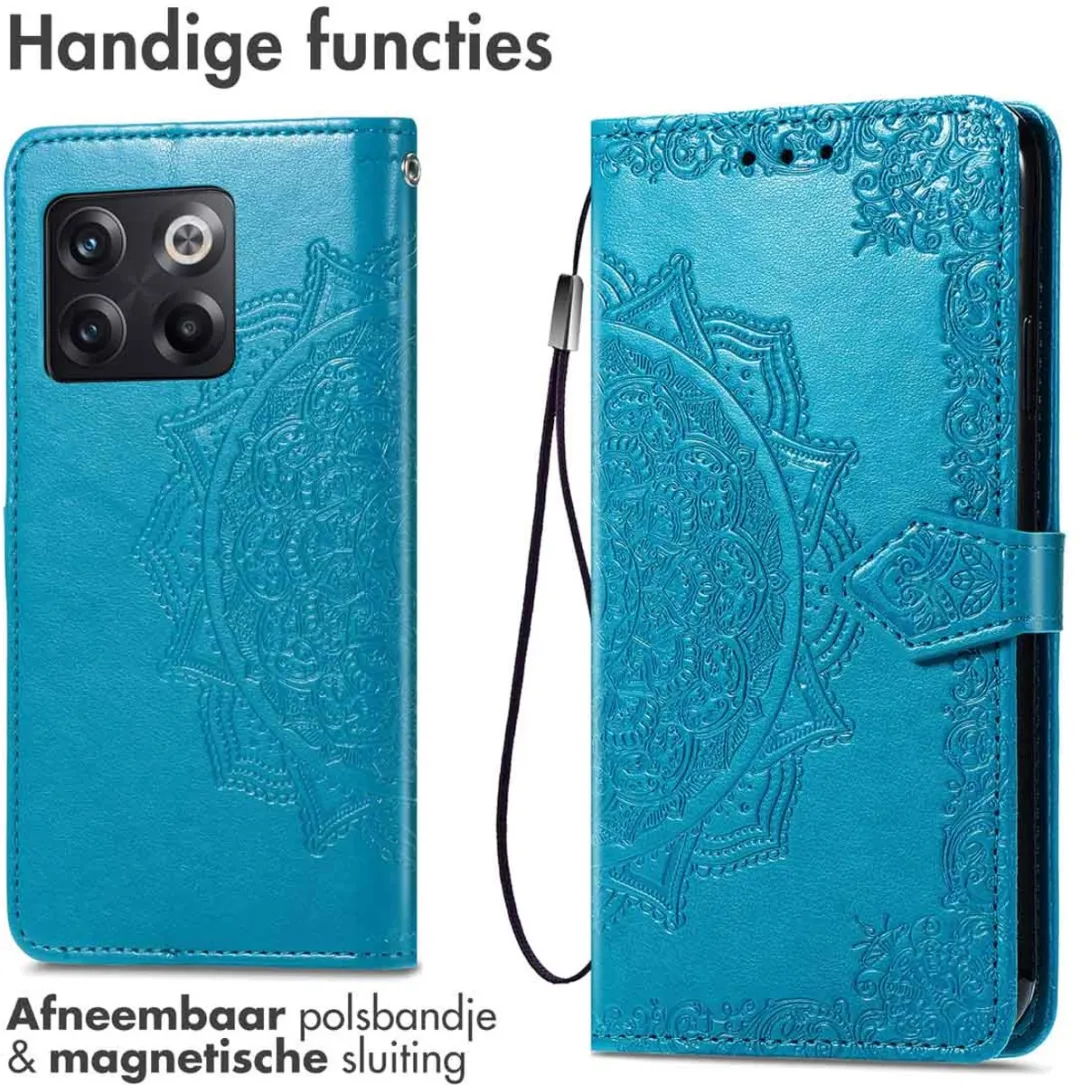 Imoshion Hoesje OnePlus 10T Mandala Bookcase - 3 Pasjes - Turquoise