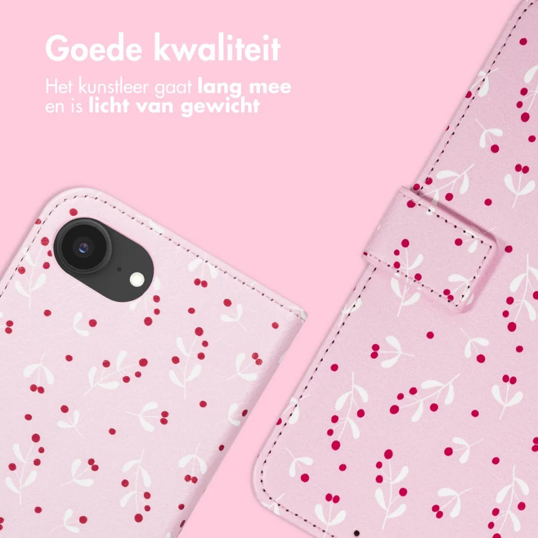 Imoshion Hoesje iPhone 16e Design Bookcase - 3 Pasjes - Blush Berries