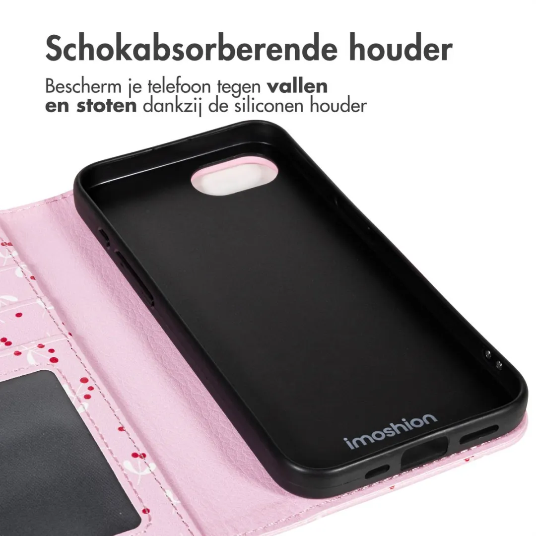 Imoshion Hoesje iPhone 16e Design Bookcase - 3 Pasjes - Blush Berries