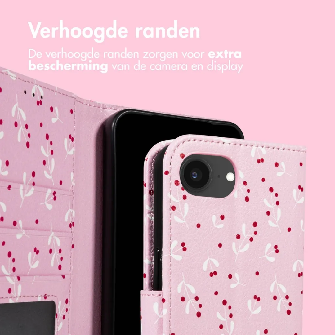Imoshion Hoesje iPhone 16e Design Bookcase - 3 Pasjes - Blush Berries
