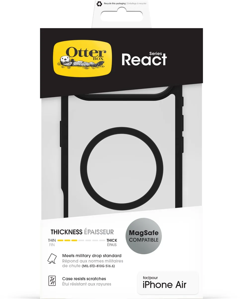 OtterBox React MagSafe 77-98611 - iPhone Air Hoesje - Transparant/Zwart