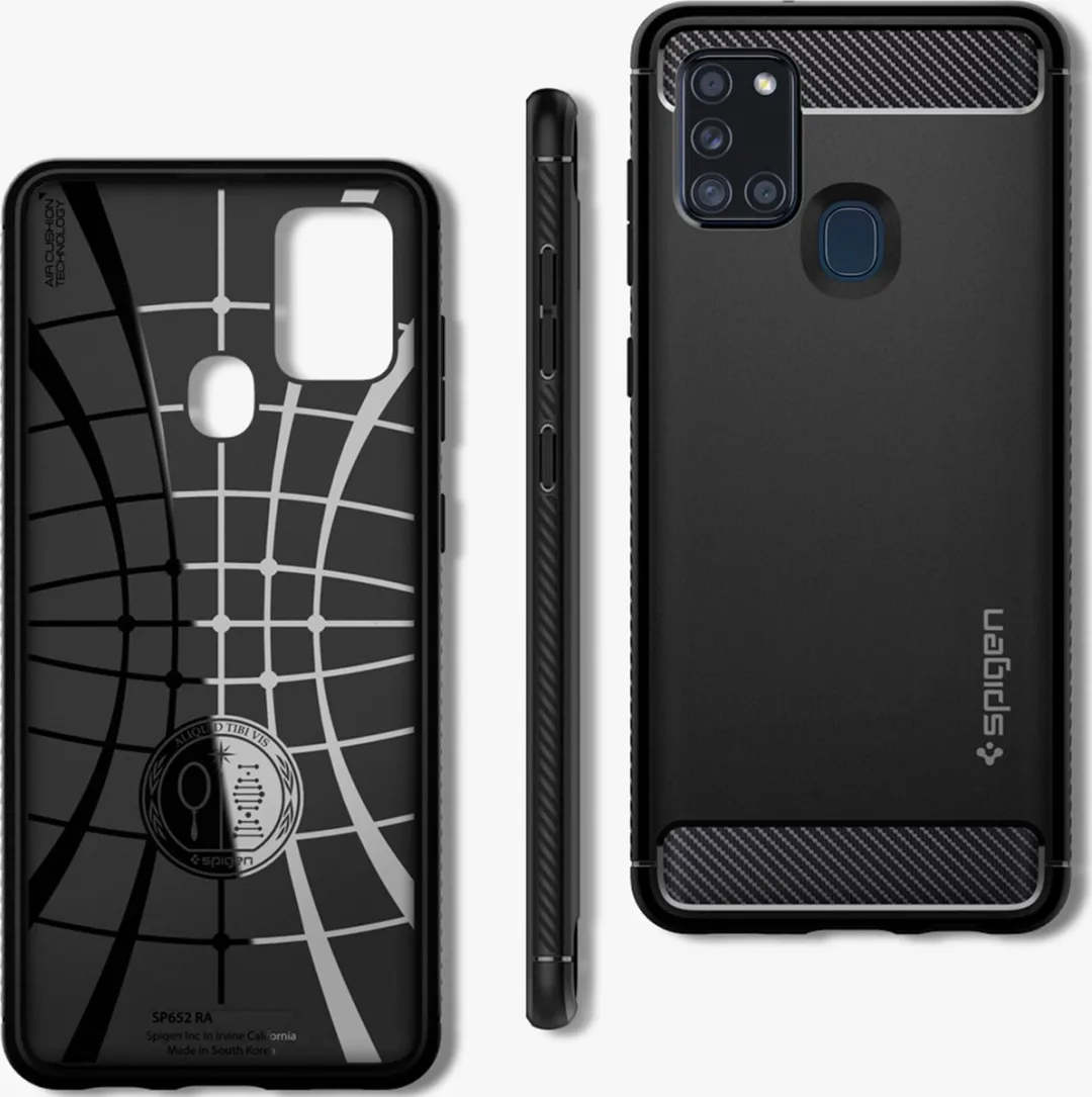 Spigen Rugged Armor ACS00974 Hoesje - Samsung Galaxy A21s - Zwart - afbeelding 4 van 6